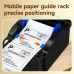 Deli ES40 Thermal Label Printer feature graphic highlighting adjustable paper guide positioning for accurate label feeding.