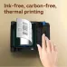 Deli ES40 Thermal Label Printer feature graphic showcasing ink-free thermal printing technology for clean operation.
