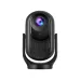 Front view of HAVIT PJ220 PRO Projector with rounded lens, optical reflection, and perforated lower section on U-shaped stand.