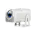 Front view of Magcubic HY320 NTV Projector with sleek white design, blue lens, and ventilation grilles.