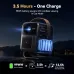 Outdoor view of Xiaomi Wanbo ToGo Pro Projector with transparent casing highlighting built-in 99WH battery.