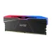 Top view of Lexar ARES RGB 2nd Gen DDR5 RAM showing gold connector pins and RGB gradient lighting.