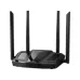 Front angled view of Dahua AC12 Router highlighting matte black finish and quad antenna layout for extended coverage.