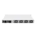 Rear view of MikroTik CCR2216-1G-12XS-2XQ Router with cooling fans and dual redundant power supply units.