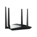 Front angle of Netis NX10 Router with glossy finish and LED indicators, emphasizing sleek design and antenna layout.