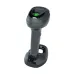 Rear angled view of Zebra DS9908 Barcode Scanner with integrated stand and compact form factor.