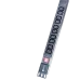 Top-down view of COTE CPDU-1U-10C13-13AMP 10 Port Back-to-Back PDU showing dual-sided C13 outlets with power switch and cable attached