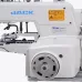 Close-up of the white Jack T1377E industrial sewing machine head, showing the hand wheel and the model number decal.