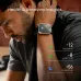 Workout scene of Amazfit Bip Max on wrist with towel showing heart rate and recovery insights on display.
