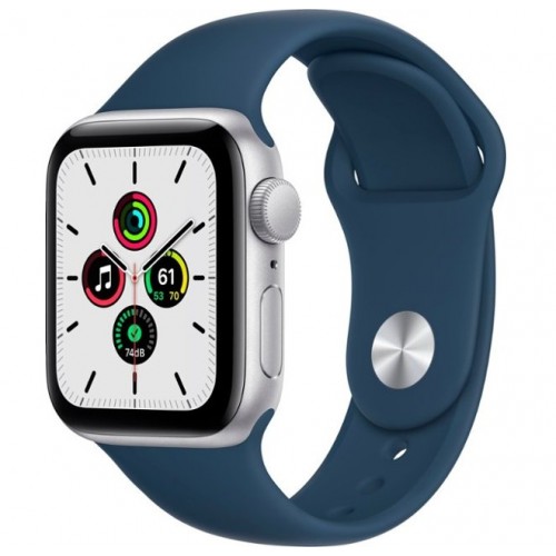 Apple Watch SE A2351 (MKNY3LL/A) GPS 40mm Sport Band (Silver Aluminum, Abyss Blue)
