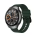 Angled view of Fastrack VOX CirQ smartwatch with green strap, analog-style face, and fitness tracking sub-dials.