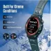 Angled front view diagram showing durable build features of Fastrack Xtreme Pro smartwatch.