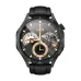 Front view of Havit M9031 Pro Smart Watch in black showing round dial with detailed analog style interface and leather strap design