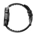 Side profile view of Havit M9031 Pro Smart Watch showing slim case thickness with crown button and curved leather strap design