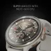 Close-up of the HiFuture VELA smartwatch highlighting its SUPER AMOLED display and Next-Gen CPU with an analog-style watch face.