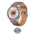 Front view of Huawei Watch GT 6 with brown leather strap displaying step count, analog dial, and fitness sub-dial.