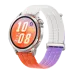 Angled view of HUAWEI WATCH GT Runner 2 with gradient strap showing fitness metrics and vibrant orange-purple display.