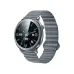 KFI GT6 Smart Watch with gray strap, hybrid analog-digital display showing steps, battery, and temperature