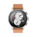 Balancer smartwatch front view with minimalist dual sub-dial design, battery indicator and leather strap