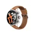 KR 3 smartwatch angled view with tan leather strap, side buttons and modern fitness display