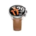 KR 3 smartwatch front view with brown leather strap, bold digital dial and stainless steel case