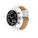 KR Ultra 3 smartwatch angled view showing white leather strap, metal case, and side buttons design