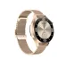 Kieslect Lora 3 smartwatch with round gold face, bold digital time display, and sleek light pink strap design