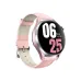 Kieslect Lora 3 smartwatch with round pink face, bold digital time display, and sleek light pink strap design