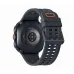 Back view of Samsung Galaxy Watch Ultra 2 showing sensor array, sapphire crystal, and perforated strap with orange accents.