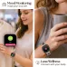 Lifestyle view of Titan AiRA smartwatch with mood monitoring screen showing happy icon and wellness tracking.
