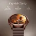 Close-up of Titan Evoke 2.0 smartwatch bronze casing showing vivid astronaut display on Super AMOLED screen.