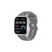 Front angled view of Unikyy Niko Smart Watch in silver finish showing colorful fitness interface on square display with side button design