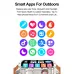 Front graphic view of Unikyy RUSH Smart Watch showing multiple colorful app icons arranged above the watch interface