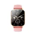 XO J10 Smartwatch front view with pink strap and black display showing analog-style watch face.