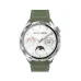 XO Watch 4 front view featuring a silver case, white dial, and green strap.