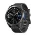 A rugged black smartwatch with a white silicone band and a neon green accent, displaying a fitness watch face.