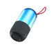 Black BWOO BO-BS88 portable wireless speaker with a transparent upper section that glows blue/cyan and a red carry strap.