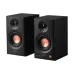 Front angled view of the Edifier MR3 2:0 Bluetooth Studio Monitor Speaker in black showing dual speakers with orange cones.