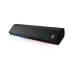 A black Fantech BS162 Groove Bar Pro speaker with a carbon fiber texture and vibrant under-glow RGB lighting.