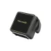 Finecoustic portable speaker front view with metal grille, gold trim, compact design and carry strap on light background