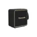 Finecoustic compact Bluetooth speaker angled view with textured grille, gold border, portable design on plain background