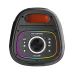 Neraparty NP02 speaker top control panel with volume knob, RGB ring, mode buttons, and mix control interface