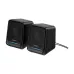 Front view of Havit SK767 RGB Gaming USB Speaker showing dual compact speakers with RGB lighting on front panels