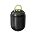 Close-up of Hoco DS68 RGB Portable Bluetooth Speaker with glossy black body, green loop, and top control button.