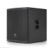 Side view of JBL EON718S PA System showing large grille, recessed carrying handles, and sleek rectangular design.