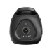 Rear angle of JBL PartyBox speaker showing extended telescopic handle and sturdy wheels.