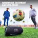 Outdoor view of JBL Xtreme 5 on turf with soccer ball mid-air, highlighting waterproof and durable build.
