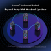 Four connected Oraimo party speakers illustrating Auracast synchronized playback technology.