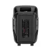 XO F51 10W speaker with microphone, rear view showing control panel, ports and built-in carry handle