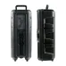 XO F55 20W speaker with microphone, rear and side view showing ports, handle and body design